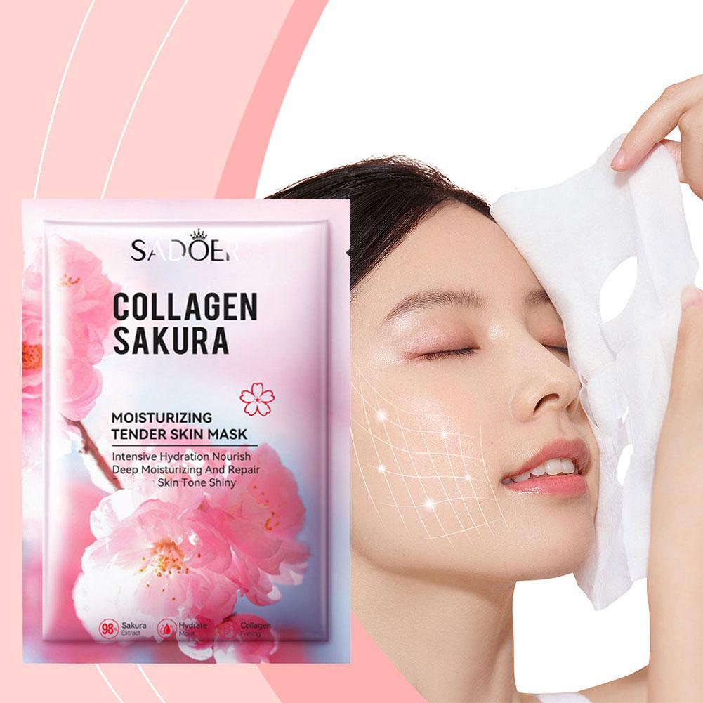 Sheet Mask Collagen - 5 pçs colágeno sakura máscara facial