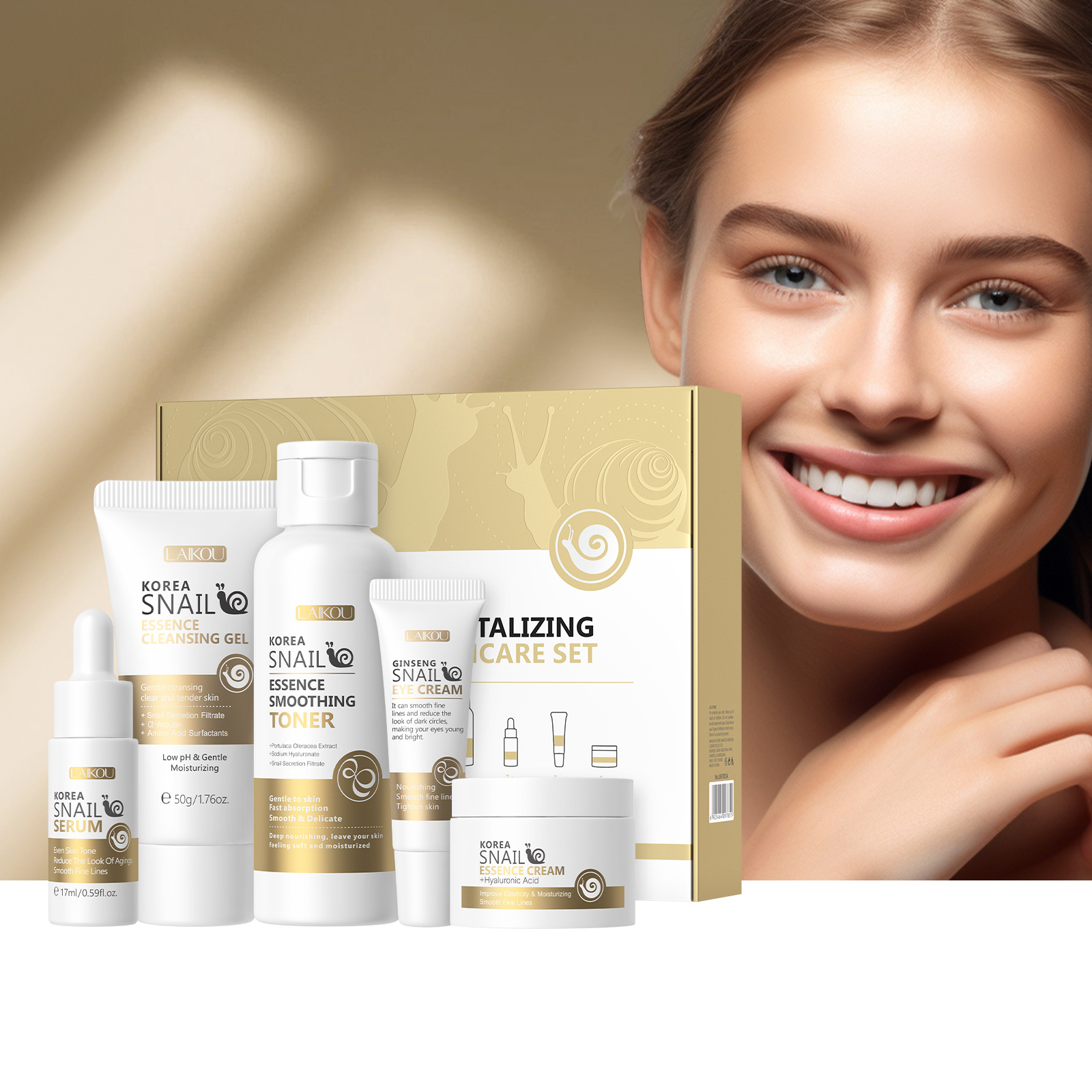 Essence Serum Toner - 5 pçs encaixotado coreia caracol conjunto