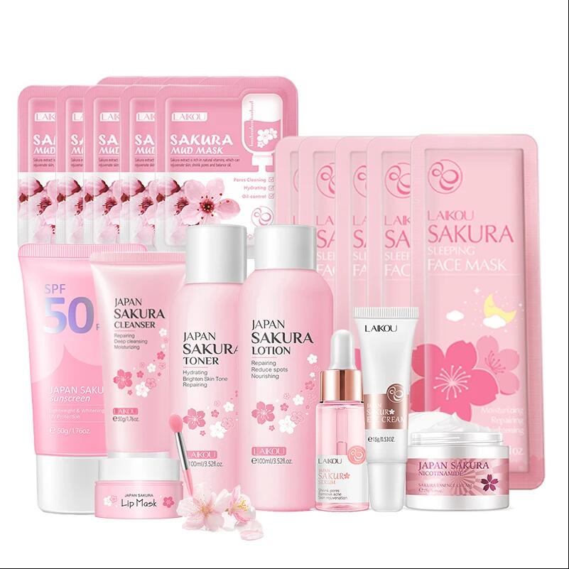 Korean Skincare Routine - Japão sakura limpador facial coreano soro